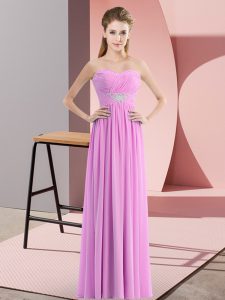 Beading Prom Party Dress Lilac Zipper Sleeveless Floor Length