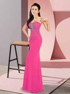 Hot Pink Sweetheart Neckline Beading Formal Dresses Sleeveless Zipper