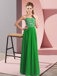 Empire Prom Dress Green Sweetheart Chiffon Sleeveless Floor Length Lace Up
