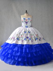 Captivating Ball Gowns Sweet 16 Dress Royal Blue Sweetheart Organza Sleeveless Lace Up