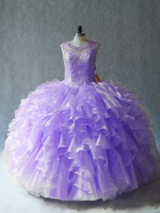 Floor Length Ball Gowns Sleeveless Lavender Ball Gown Prom Dress Lace Up