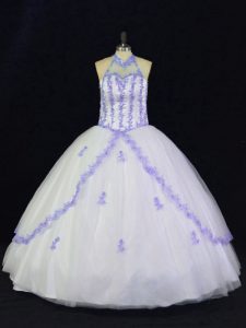 Tulle Sleeveless Floor Length Sweet 16 Dresses and Appliques