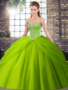Eye-catching Sleeveless Tulle Brush Train Lace Up 15 Quinceanera Dress for Military Ball and Sweet 16 and Quinceanera