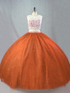Fine Rust Red Zipper Quinceanera Dresses Beading Sleeveless Floor Length