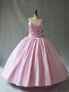 Stylish Floor Length Pink Quinceanera Dresses Sweetheart Sleeveless Lace Up