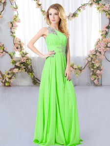 Gorgeous Zipper One Shoulder Beading Quinceanera Court of Honor Dress Chiffon Sleeveless