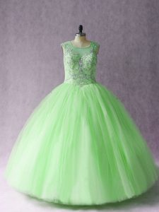 Sophisticated Sleeveless Beading Lace Up 15th Birthday Dress