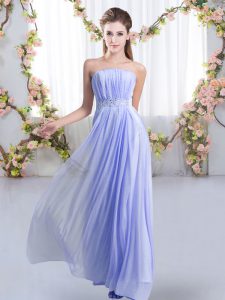 Empire Sleeveless Lavender Dama Dress for Quinceanera Sweep Train Lace Up