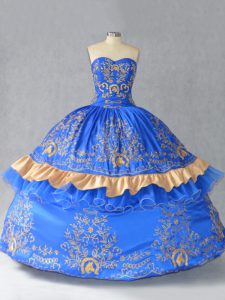 Nice Floor Length Blue 15th Birthday Dress Sweetheart Sleeveless Lace Up