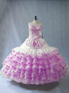 New Arrival Organza Sleeveless Floor Length 15th Birthday Dress and Embroidery and Ruffled Layers