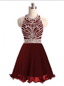 Glorious Sleeveless Mini Length Evening Dress and Beading