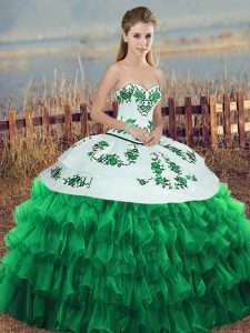 Amazing Floor Length Ball Gowns Sleeveless Green Sweet 16 Dress Lace Up