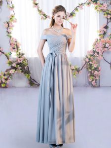 Sexy Grey Sleeveless Belt Floor Length Quinceanera Court Dresses