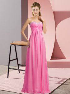 Affordable Rose Pink Lace Up Sweetheart Beading Homecoming Dress Chiffon Sleeveless