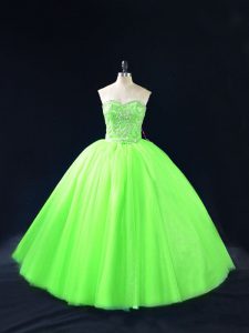 Flare Floor Length Lace Up Sweet 16 Quinceanera Dress for Sweet 16 and Quinceanera with Beading