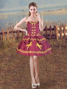 Sleeveless Lace Up Mini Length Embroidery Prom Dress