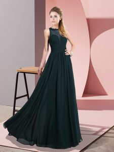 Green Sleeveless Chiffon Zipper Dress for Prom for Prom and Party