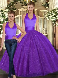 Sleeveless Lace Up Floor Length Ruching Sweet 16 Dresses