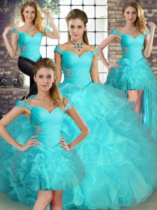 Sleeveless Beading and Ruffles Lace Up 15 Quinceanera Dress