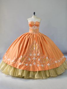 Floor Length Ball Gowns Sleeveless Orange Sweet 16 Quinceanera Dress Lace Up
