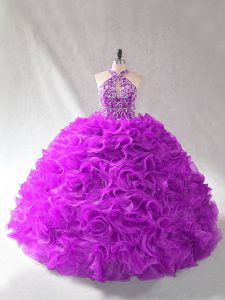 Beauteous Purple Lace Up Quinceanera Gowns Beading Sleeveless Floor Length