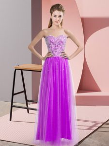 Lilac Homecoming Dress Prom and Party with Beading Sweetheart Sleeveless Lace Up