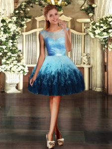 Fantastic Multi-color Homecoming Dress Prom and Party with Lace and Ruffles Scoop Sleeveless Backless