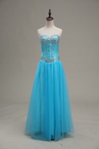 Sweetheart Sleeveless Tulle Prom Evening Gown Beading Lace Up