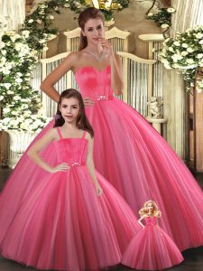 Noble Floor Length Lace Up Sweet 16 Dress Coral Red for Sweet 16 and Quinceanera with Beading