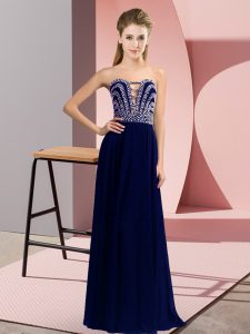Colorful Blue Sweetheart Neckline Beading Formal Evening Gowns Sleeveless Lace Up