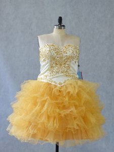 On Sale Sweetheart Sleeveless Lace Up Prom Party Dress Yellow Tulle