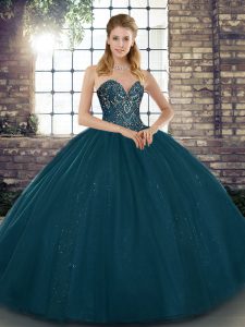 Clearance Tulle Sleeveless Floor Length Quinceanera Dresses and Beading