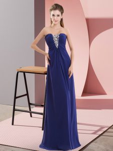 Sumptuous Empire Prom Party Dress Royal Blue Sweetheart Chiffon Sleeveless Floor Length Zipper