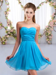 Mini Length Aqua Blue Court Dresses for Sweet 16 Sweetheart Sleeveless Lace Up