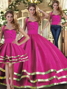 Fantastic Tulle Sleeveless Floor Length Sweet 16 Quinceanera Dress and Ruffled Layers