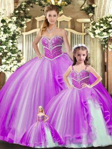 Floor Length Lavender Quinceanera Gown Sweetheart Sleeveless Lace Up