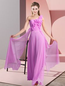 Noble Lilac Sleeveless Chiffon Lace Up Quinceanera Court of Honor Dress for Wedding Party