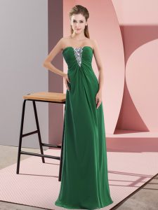 Floor Length Empire Sleeveless Green Evening Dress Zipper