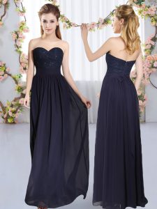 Elegant Navy Blue Dama Dress Wedding Party with Beading and Lace Sweetheart Sleeveless Zipper