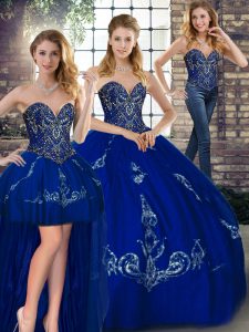 High End Sleeveless Lace Up Floor Length Beading and Embroidery Vestidos de Quinceanera