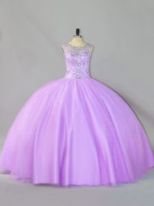 Lavender Sleeveless Sequins Floor Length Vestidos de Quinceanera