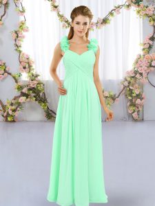 Apple Green Quinceanera Court Dresses Wedding Party with Hand Made Flower Straps Sleeveless Lace Up