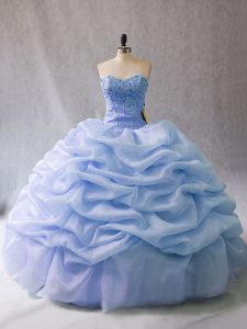 Light Blue Sweetheart Lace Up Beading and Pick Ups Quinceanera Dresses Sleeveless