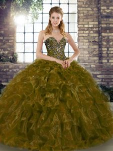 Glorious Organza Sleeveless Floor Length Quinceanera Dress and Beading and Ruffles