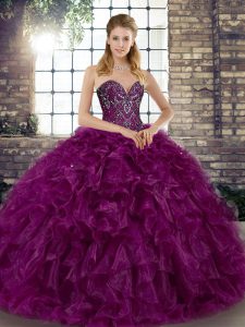 Great Sleeveless Beading and Ruffles Lace Up Sweet 16 Quinceanera Dress