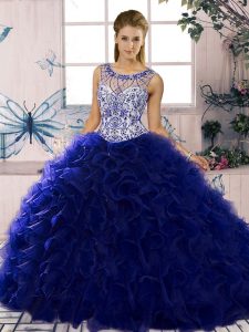 Ball Gowns Quince Ball Gowns Purple Scoop Organza Sleeveless Floor Length Lace Up