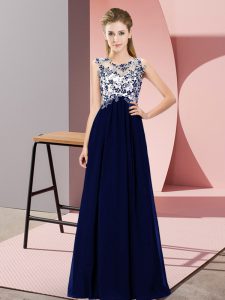 Decent Floor Length Zipper Court Dresses for Sweet 16 Royal Blue for Wedding Party with Beading and Appliques