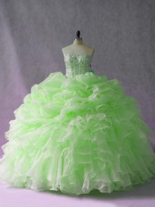 Yellow Green Ball Gown Prom Dress Sweetheart Sleeveless Brush Train Lace Up