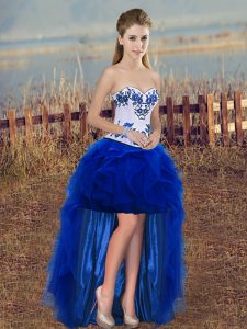 Trendy Royal Blue Sleeveless Tulle Lace Up Prom Party Dress for Prom and Party