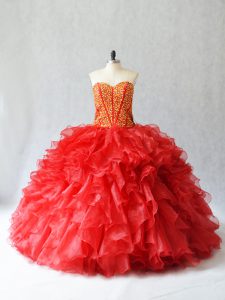 Dazzling Sleeveless Beading and Ruffles Lace Up Sweet 16 Quinceanera Dress